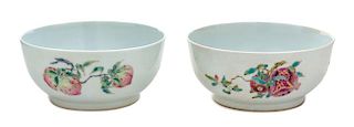 A Pair of Famille Rose Porcelain Bowls Diameter of each 5 3/4 inches.