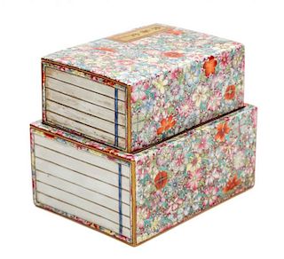 A Famille Rose Porcelain Book-Form Covered Box