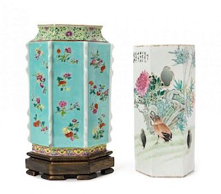 Two Famille Rose Porcelain Vases