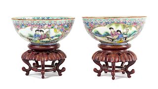 A Pair of Famille Rose Egg Shell Porcelain Bowls