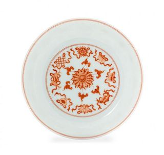 An Iron Red Decorated Porcelain Dish