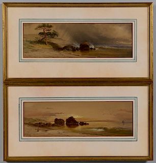Pair J. Augustus Beck watercolors, coastal views