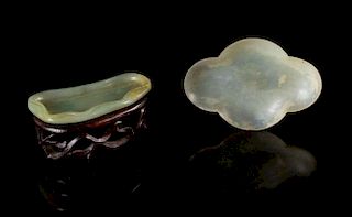 Two Celadon Jade Dishes