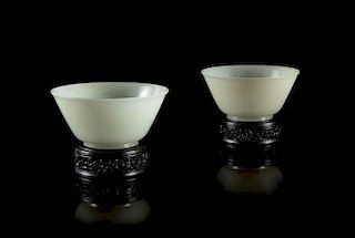 A Pair of Fine White Jade Bowls