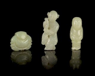 Three Carved Jade Figures