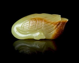 A Carved Yellow Jade Figure of a Duck