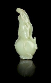 A Celadon Jade Gourd-Form Toggle