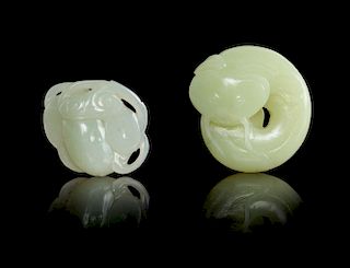 Two Carved Jade Toggles