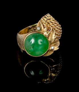 A Jadeite Mounted Ring