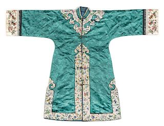 A Chinese Embroidered Silk Lady's Informal Robe