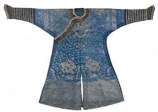 A Chinese Embroidered Silk Summer Robe