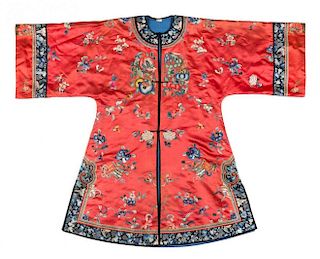A Chinese Embroidered Silk Lady's Informal Robe