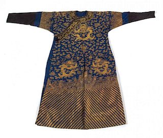 A Chinese Embroidered Silk Dragon Robe, Jifu