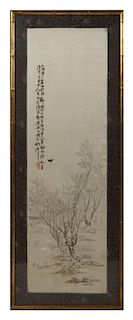 A Set of Four Japanese Silk Panels