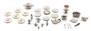A Group of Colonial, George III and Regency Style Silver Miniature Table Articles, Length of entree dish over handles 1 3/8 inch