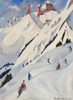 Bertram Hartman, (American, 1882-1960), Mountain Slopes