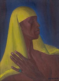 Emil James Bisttram, (American, 1895-1976), Portrait of a Man, 1920