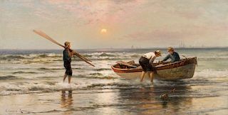 Edward Moran, (American, 1829-1901), Sunrise on the Coast