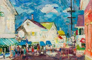 Francis Chapin, (American, 1899-1965), White House - a New England Street Scene