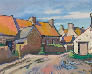 Paul Elie Gernez, (French, 1888-1948), Rue de village et maisons Bretagne