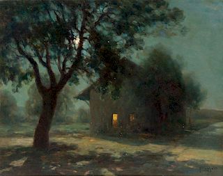 Francois Cachoud, (French, 1866-1943), House in Moonlight
