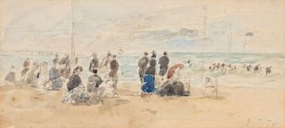 Eugene Boudin, (French, 1824-1898), Sur la plage, 1870