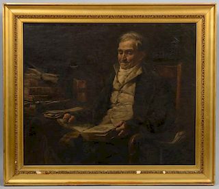 Interior Scene of Gentleman in Library Oil