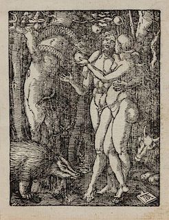Albrecht Durer, (German, 1471-1528), The Fall of Man (from the 1612 Italian text edition of The Small Passion published