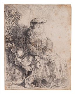 Rembrandt van Rijn, (Dutch, 1606-1669), Jacob Caressing Benjamin, ca. 1637