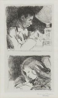 Camille Pissarro, (Danish/French, 1830-1903), Portraits de Rodolphe et Paul-Emile Pissarro, 1895