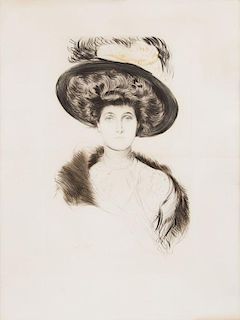 Paul Cesar Helleu, (French, 1859-1927), Portrait de femme