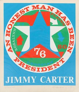 Robert Indiana, (American, 1928), An Honest Man Has Been President: A Portrait of Jimmy Carter, 1980
