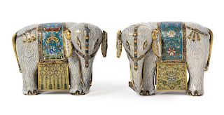 Two Cloisonne Enamel Figures of Elephants