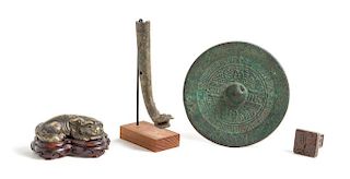 Four Bronze Articles Diameter of largest 3 1/2 inches.