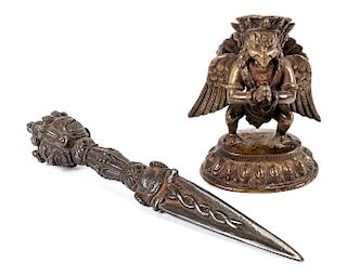 Two Tibetan Bronze Articles Length of largest 8 1/2 inches.