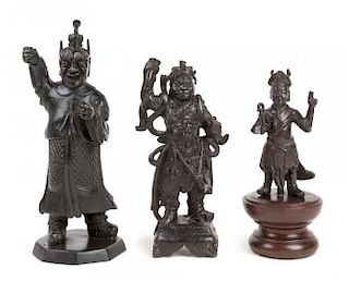 Three Bronze Figures of Guardians