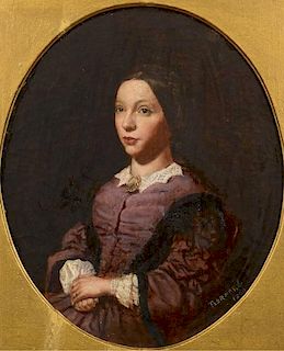 F. Bernard, Oil Portrait Young Woman