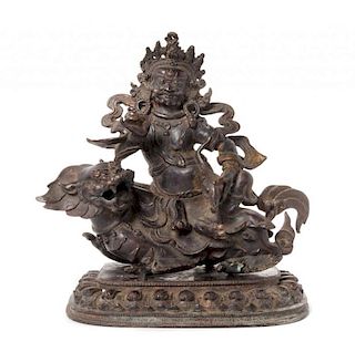 A Sino-Tibetan Bronze Figure of Bodhisattva Kubera