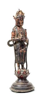 A Parcel-Gilt and Lacquered Bronze Figure of Bodhisattva Avalokitesvara