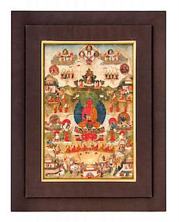 A Tibetan Thangka of Buddha Amitabha