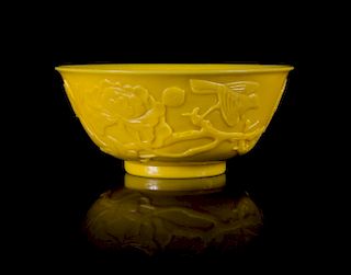 A Yellow Peking Glass Bowl