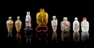 Eight Inside Painted Glass Snuff Bottles