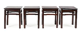 A Set of Four Rosewood Chairs Height of each 20 x width 16 x depth 12 1/4 inches.