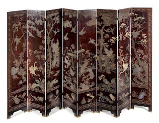 A Large Six-Fold Coromandel Lacquer Floor Screen Height 83 x width of each panel 15 3/4 inches.
