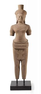 A Khmer Sandstone Figure