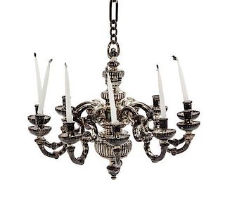 A William and Mary Style Silver Ten-Light Miniature Chandelier,