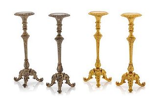 Two Pairs of George II Style Metal Jardiniere Stands, Height 4 1/8 inches.