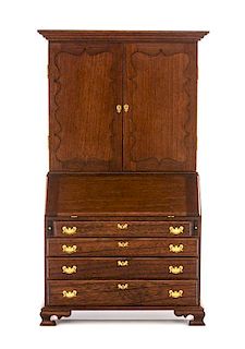 A George III Style Mahogany Secretary Bookcase, Height 7 x width 3 7/8 x depth 2 inches.