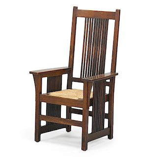 GUSTAV STICKLEY High-back spindle armchair