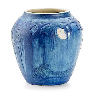 NEWCOMB COLLEGE Small scenic vase w/ full moon